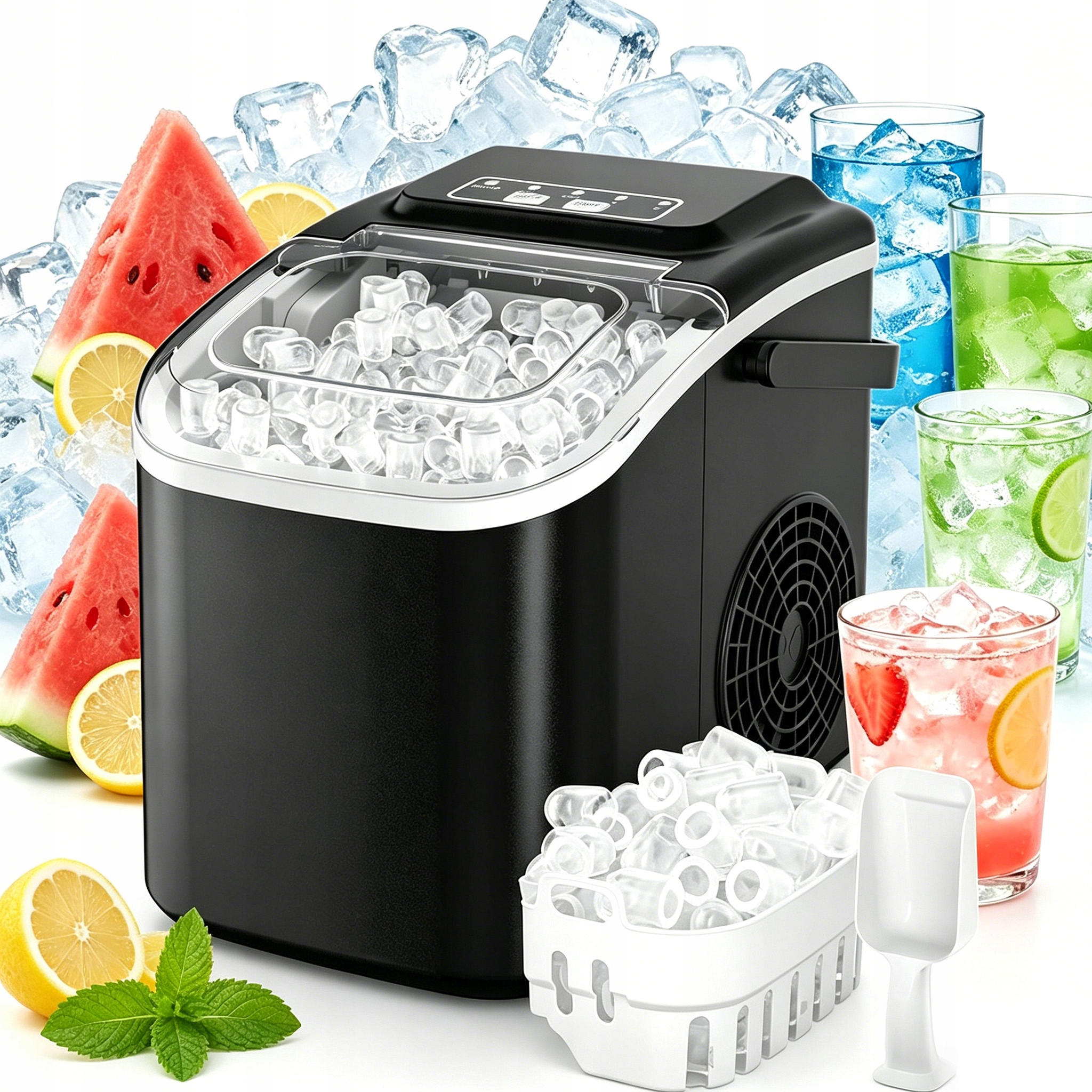 Kostkarka Do Lodu 1,2L 100W 12kg/24h Ekspresowy Lód Cicha