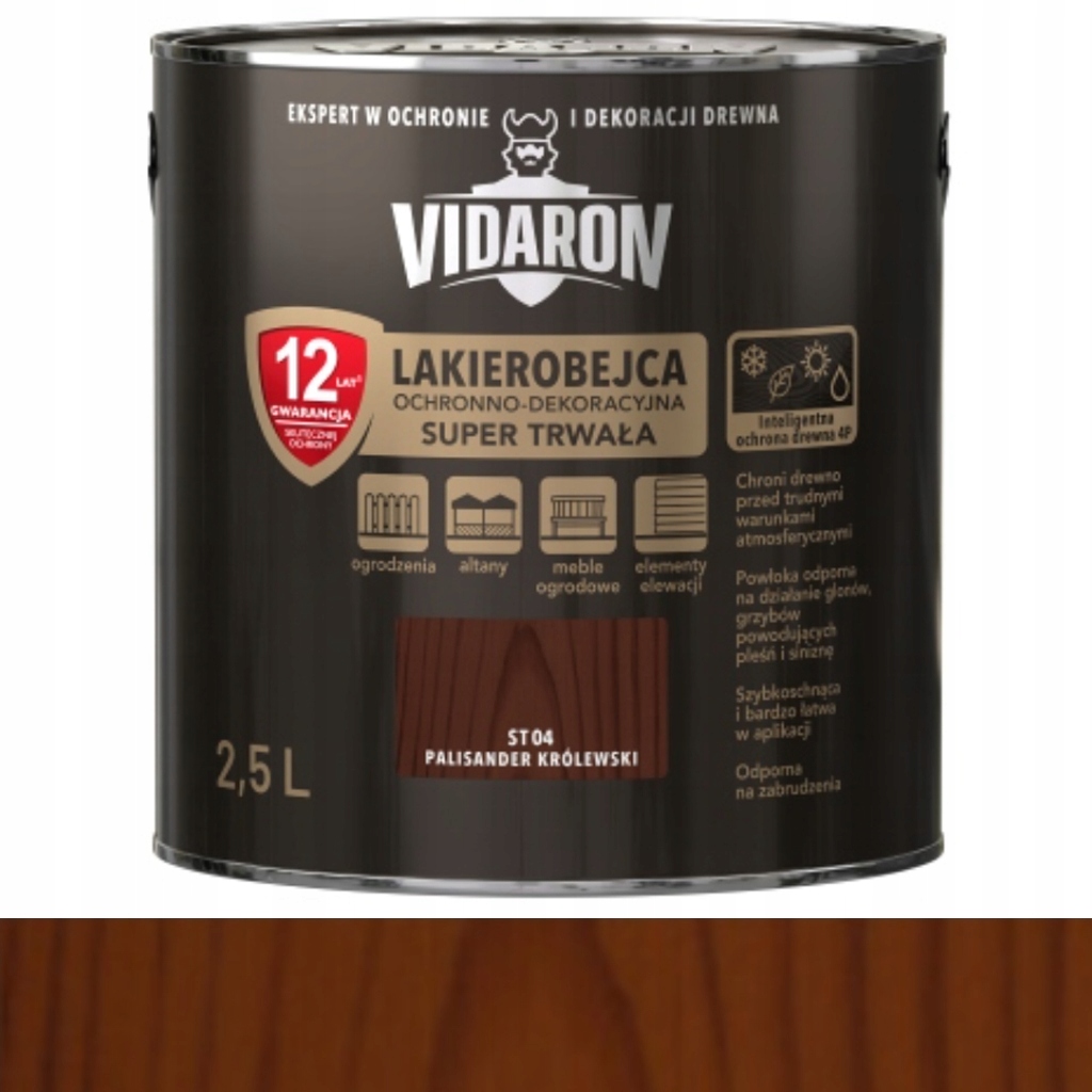 Lakierobejca Trwała ST04 Palisander Królewski 2,5L Vidaron