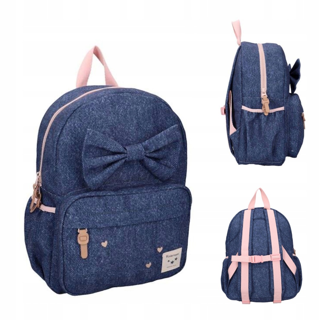 Plecak dziecięcy z kokardą Kidzroom Bow Blue Jeans niebieski