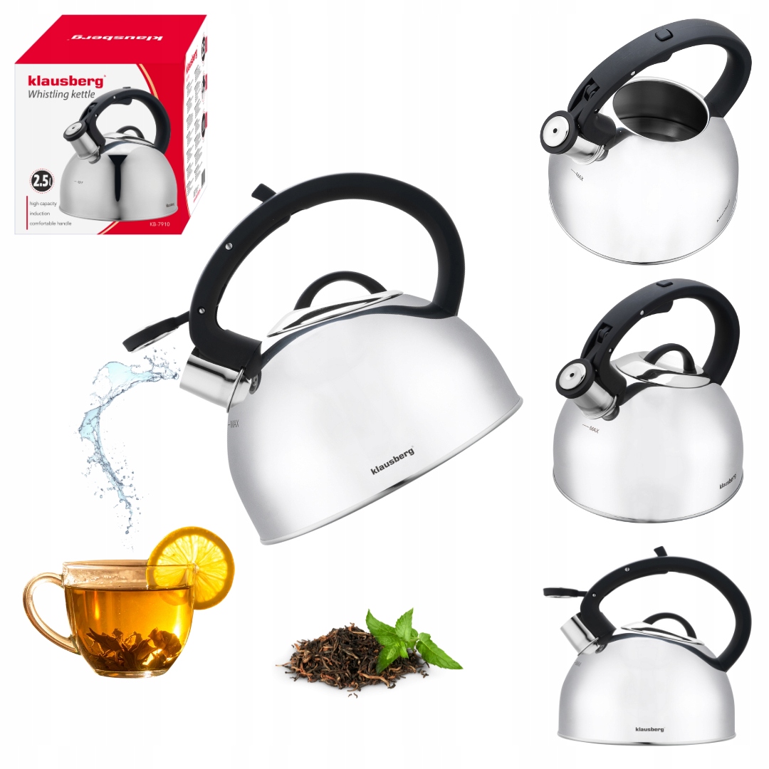Klausberg KB-7910 nerezová ocel Konvice 2,5 l s tlustým dnem, indukce, plyn