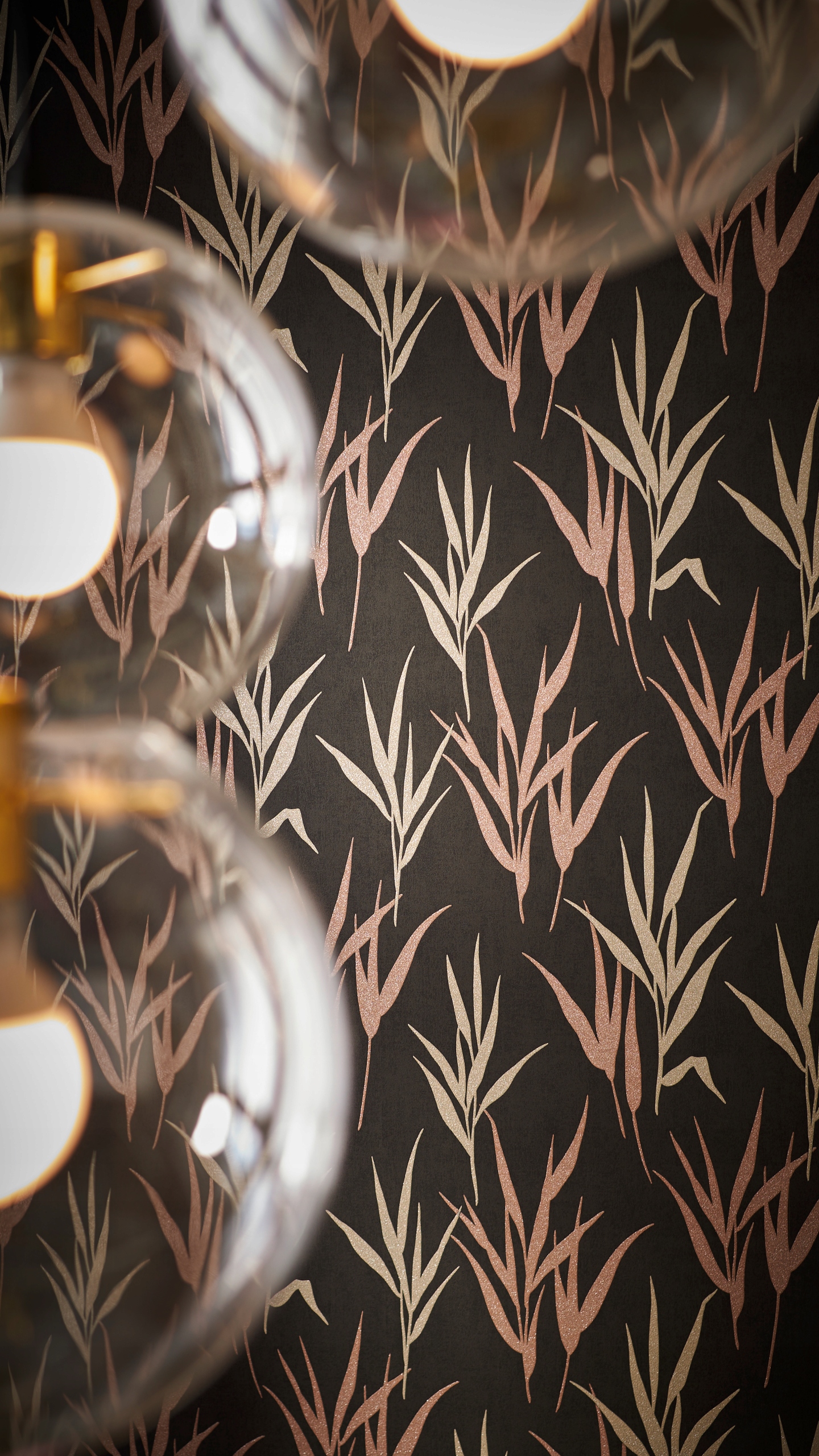 TAPETA LIŚCIE TRAW GLAMOUR CZERŃ OLIWKOWY-RÓŻ GLAM Kod producenta 4000441541946
