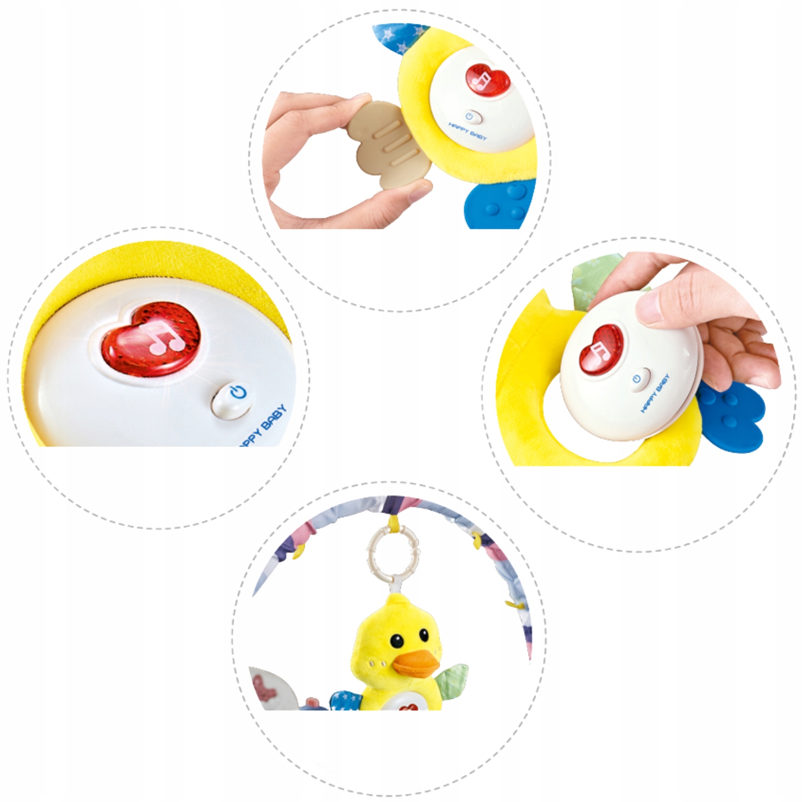 PLUSZOWA KACZUSZKA USYPIANKA MASKOTKA SZUMIĄCA SENSORYCZNA GRYZAK KACZKA Wiek dziecka 0 +