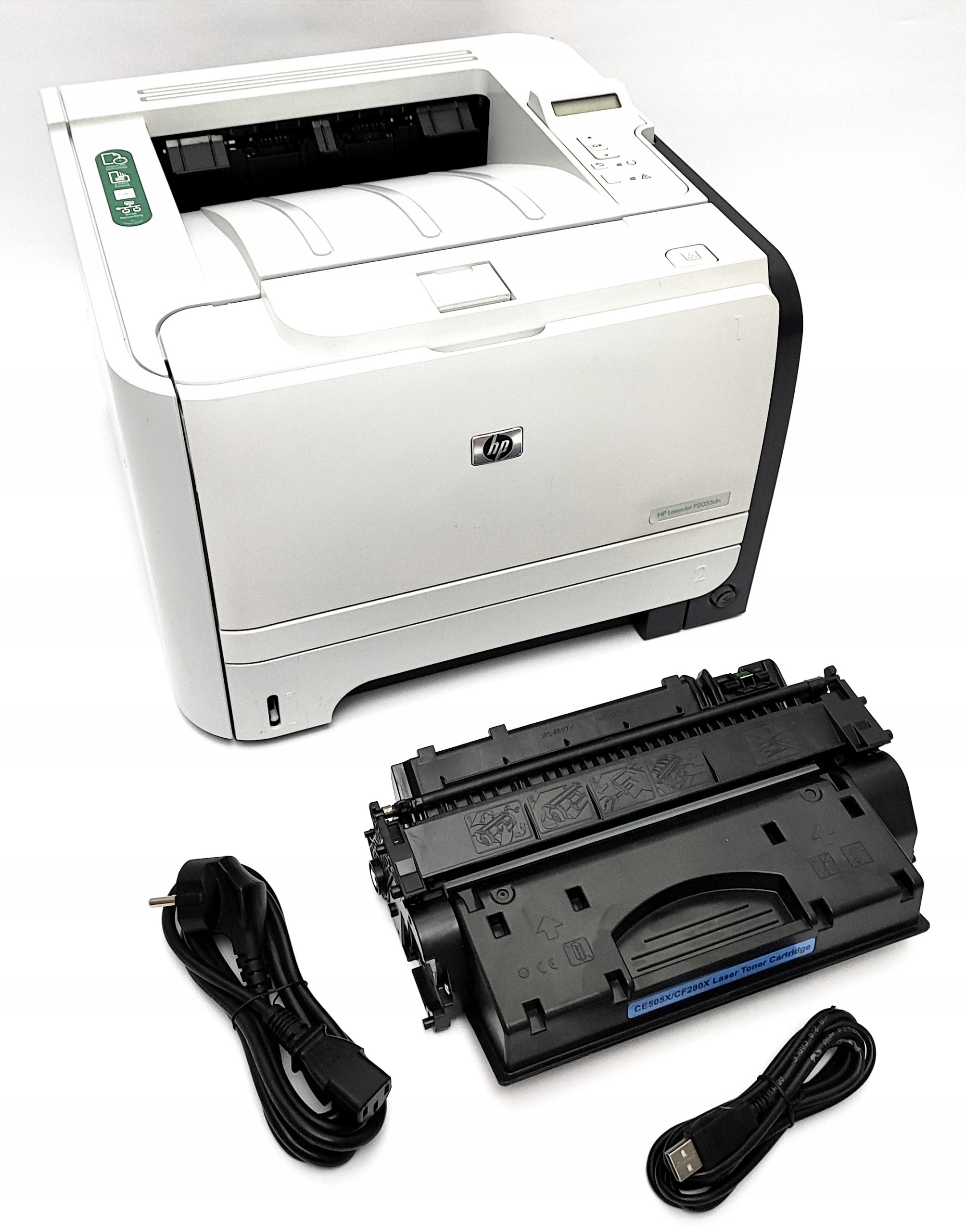 HP LJ P2055dn (od 100K), toner CE505X 6000str, kable