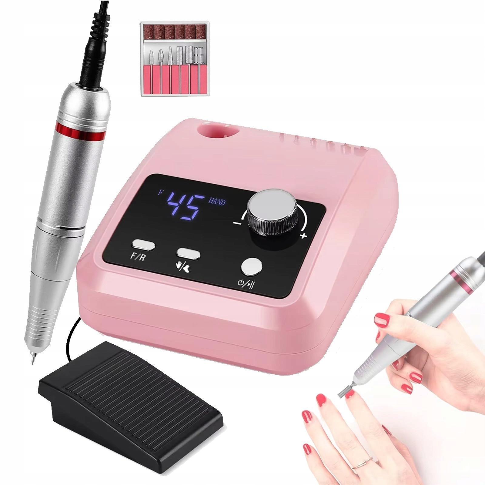 Bruska Na Nehty 45000 Rpm Elektrická Na Gelové Nehty Růžová