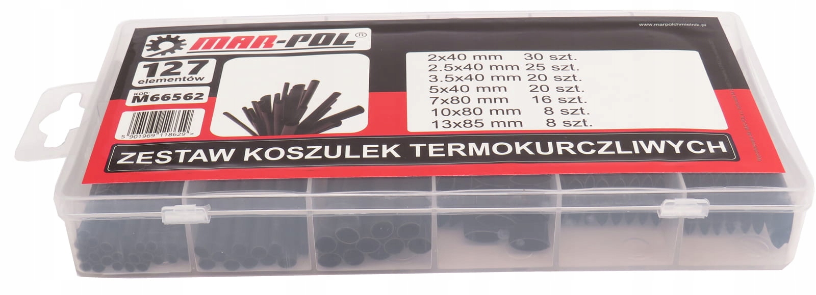 НАБІР ТРУБ ТЕРМОУСАДКА ТРУБКА ЧОРНА 127 ШТ Марка Mar-Pol