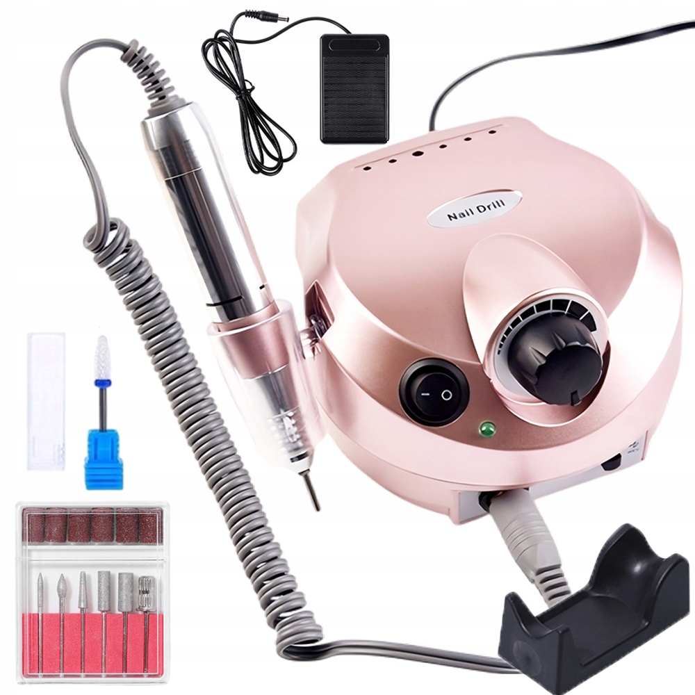 Bruska Na Nehty 65W Manikúra Pedikúra Hybridy Gely Velká Sada Fréz