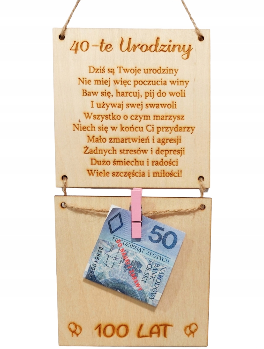 

Tabliczka z życzeniami na 40-te urodziny upominek