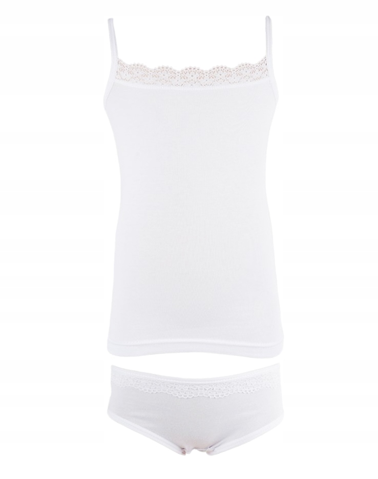 KATAMINO BIAŁY KOMPLET Z KORONKĄ KOSZULKA + FIGI 13-14 LAT 164-172