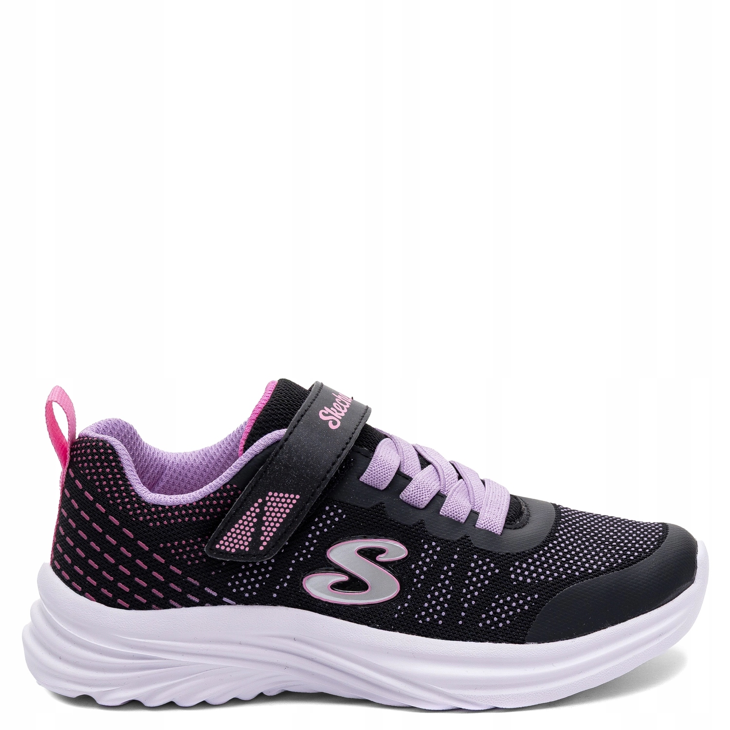 Skechers Sneakersy Dziewczęce Lekkie Czarno Fioletowe 302448L-BKMT r.28