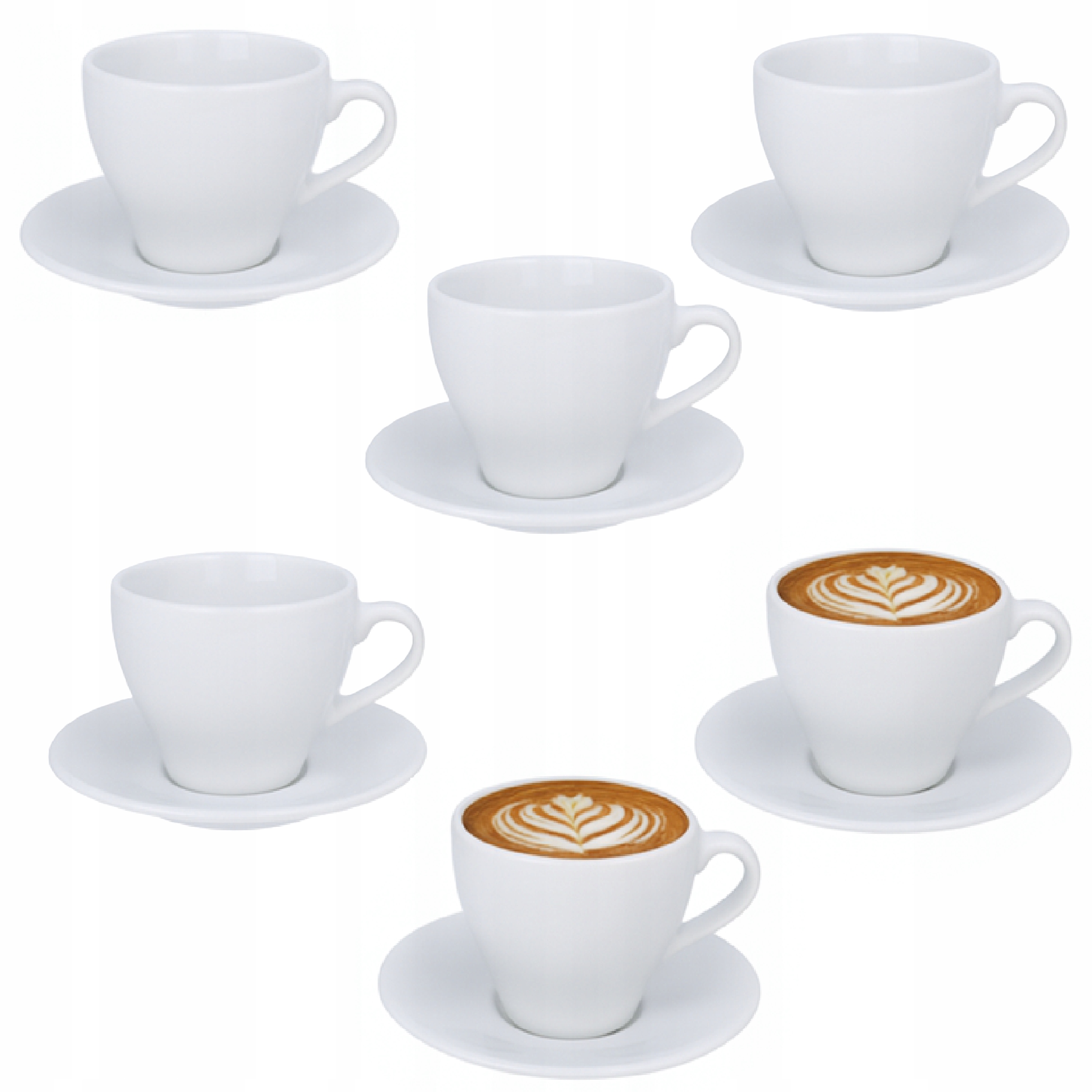 Sada 6 x Šálek bílý Lubiana 200 ml s podšálkem 14 cm Paula