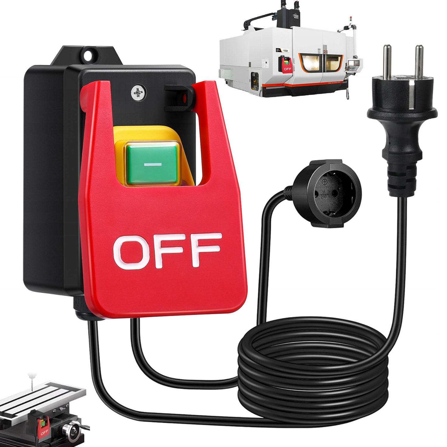 Wyłącznik Włącznik Bezpieczeństwa Maszyn 4500W Przycisk Awaryjny Stop 16A