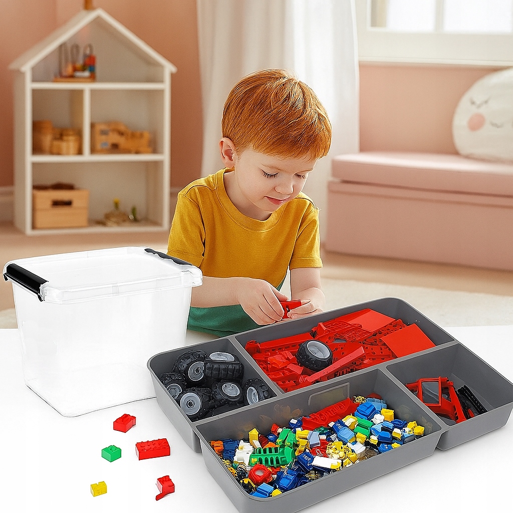 Pojemnik 15,5 l pudełko na klocki lego przezroczysty organizer z pokrywą