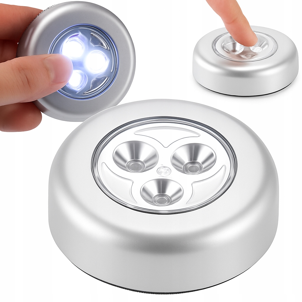 SAMOPRZYLEPNA LAMPKA LAMPA DOTYKOWA 3 LED NA BATERIE PODSZAFKOWA DO SZAFY