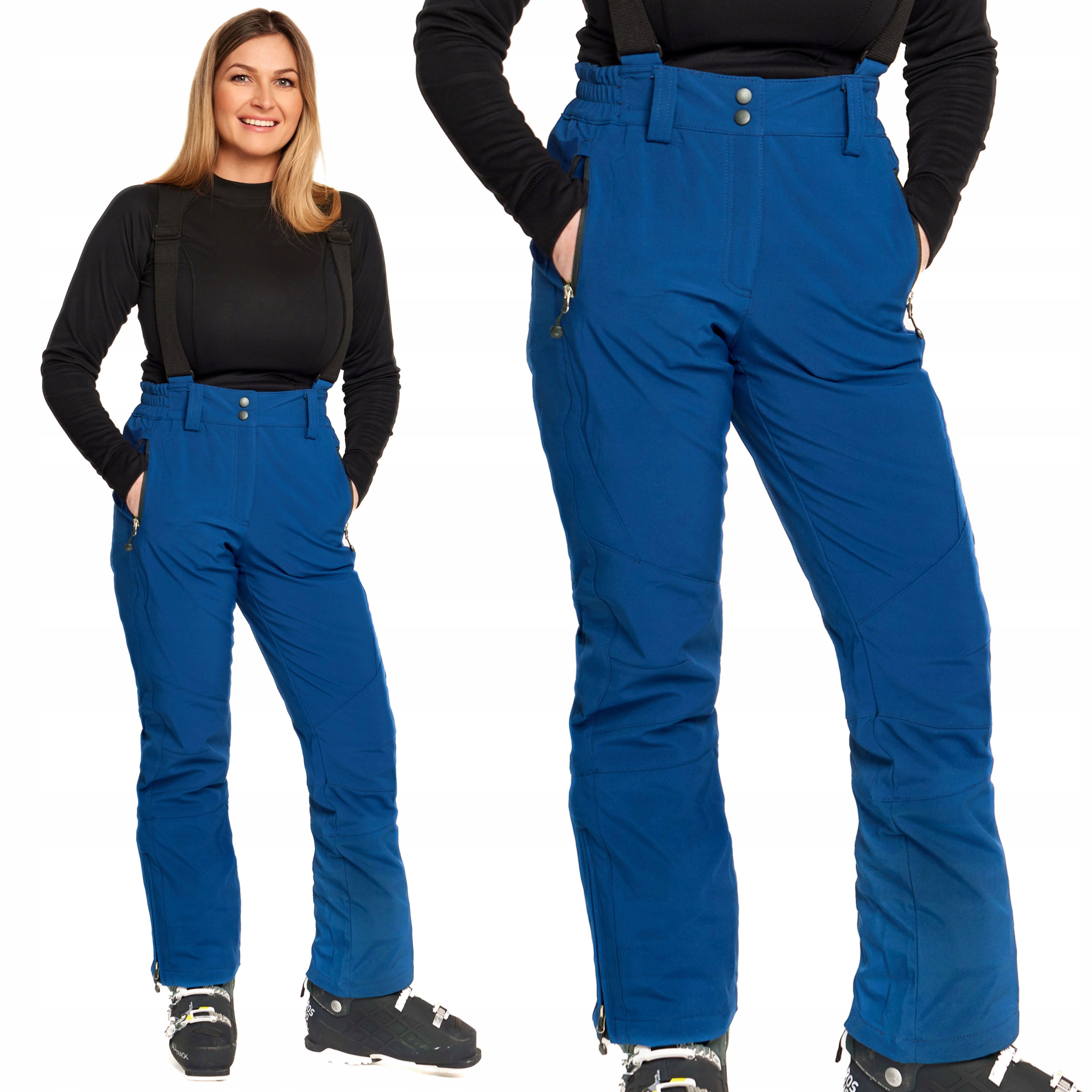 Damskie Spodnie Narciarskie Niebieskie membrana 5.000 z szelkami 702 S