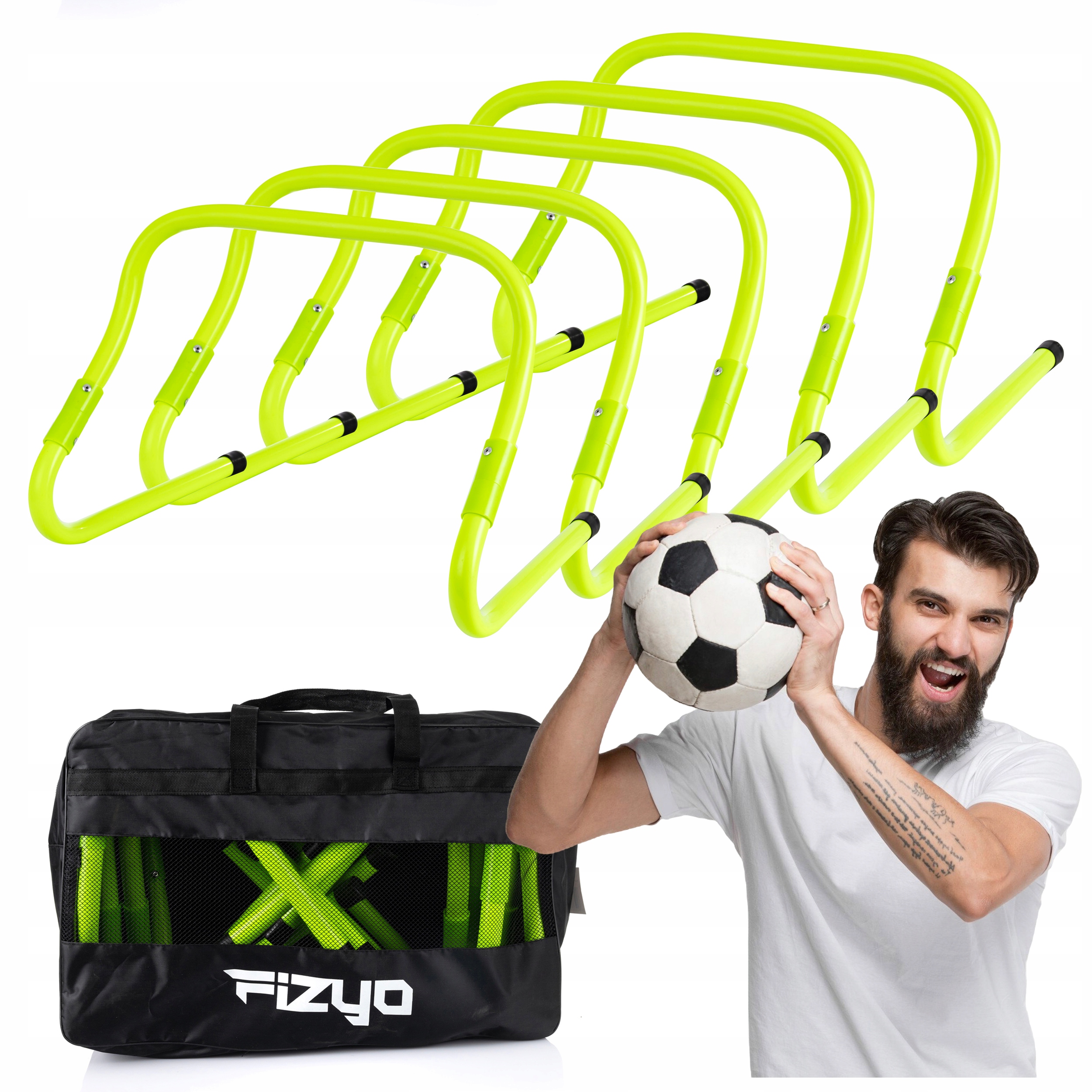 5x Płotki Treningowe Koordynacyjne Fizyo do Piłki Nożnej Regulowane 20/32cm