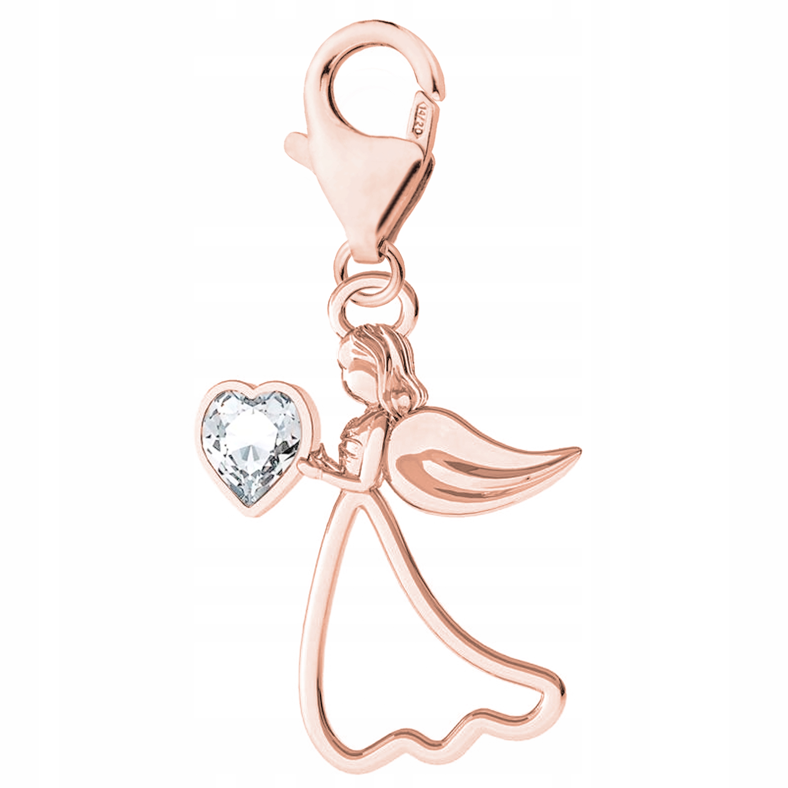 Přívěsek Anděl se srdcem růžové zlato 925