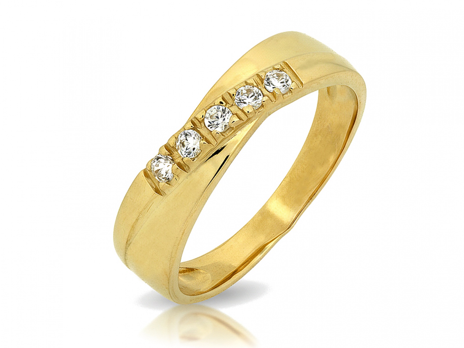 Prstýnek 585 s bílými zirkony 16r Pletený 2.52g