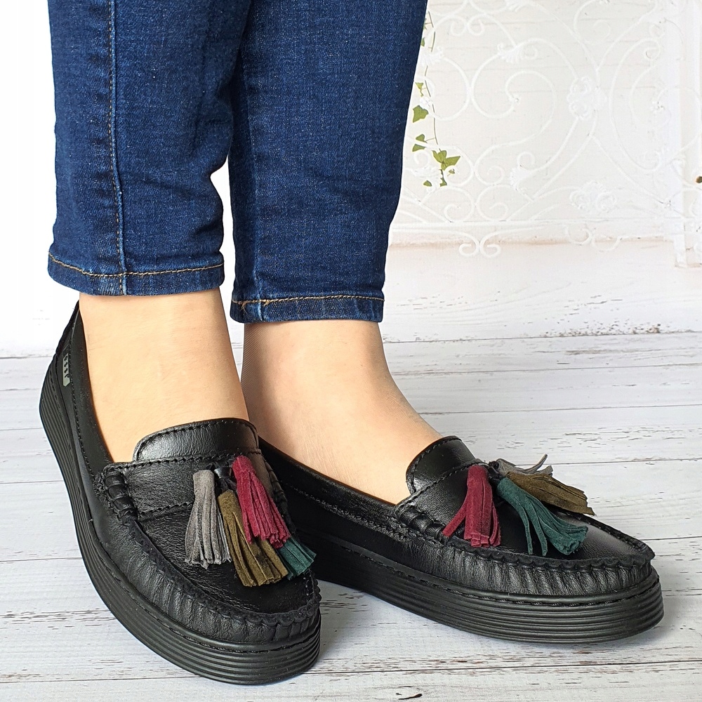 NESSI 18309 mokasyny czarne frędzle rozm. 40 Marka Nessi