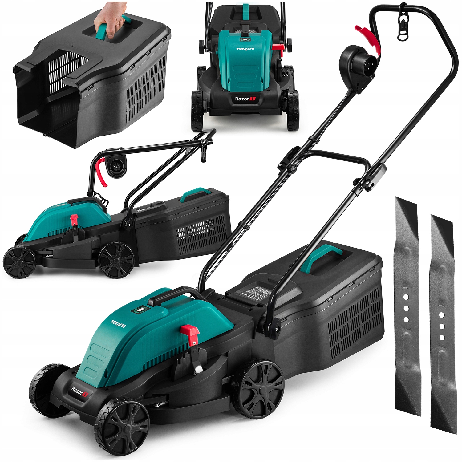 Elektrická kosačka Tokachi Razor, indukčná 33 cm, kôš 30 l, 2 nože