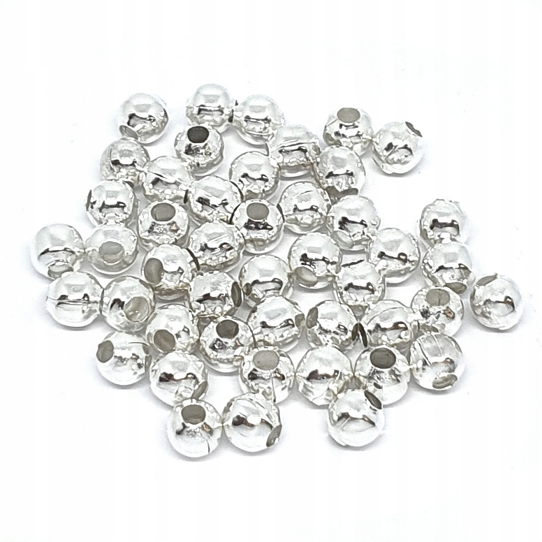 Kuleczki dystansowe kulki 4mm kolor srebrny 100szt