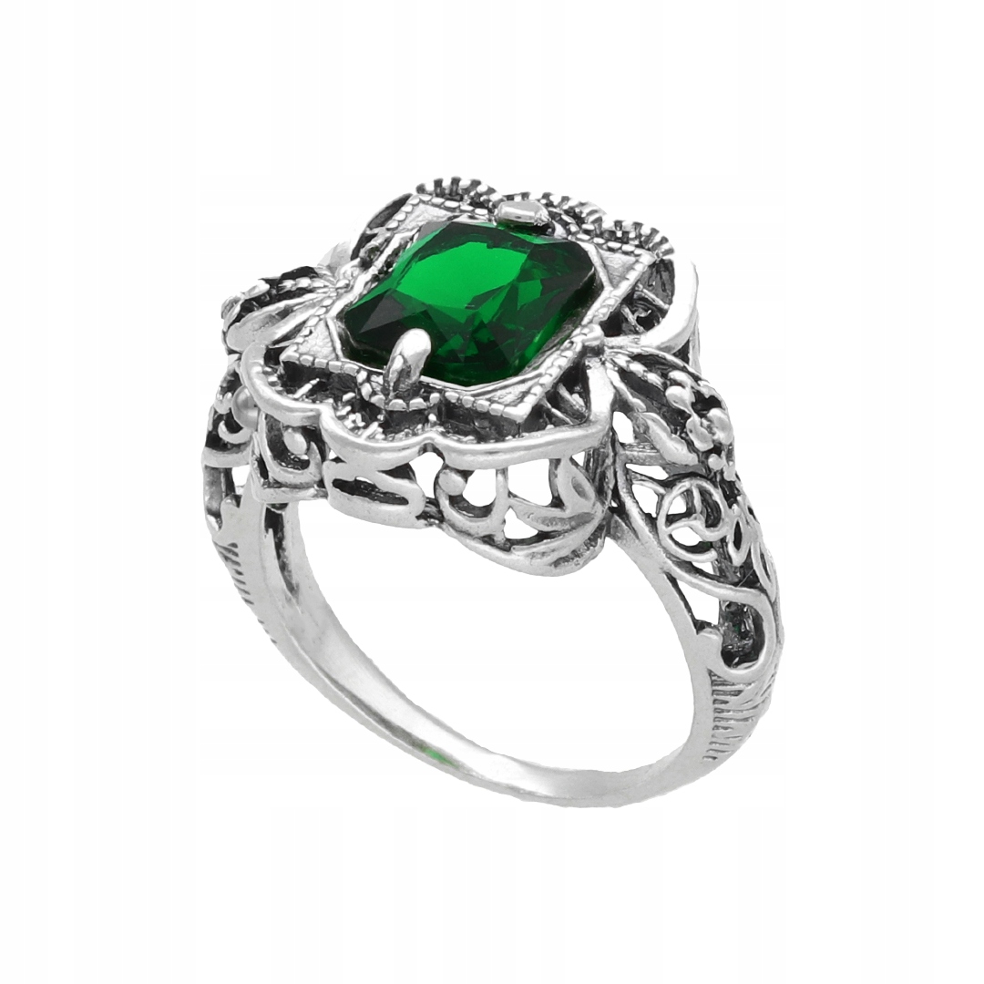 Efektní prstýnek se smaragdovou zirkonií stříbro vel.