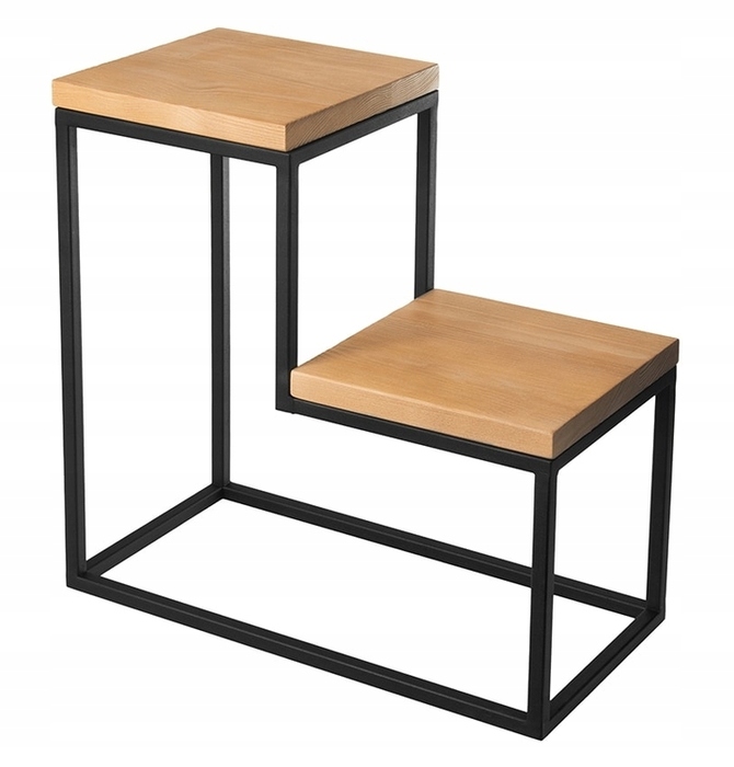 STOJĄCY METALOWY KWIETNIK STOJAK LOFT NA 2 ROŚLINY - BIAŁY DĄB CRAFT Stan opakowania oryginalne