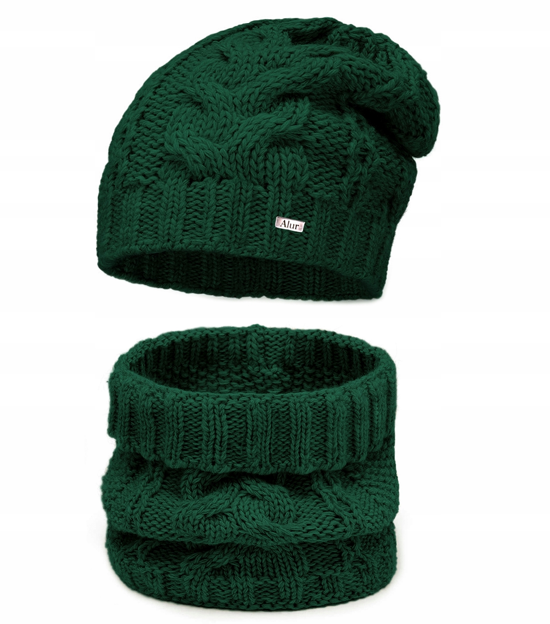 Elegantní Čepice Nákrčník módní vzor Teplá Pletenina Podzim Zima Polská kvalita