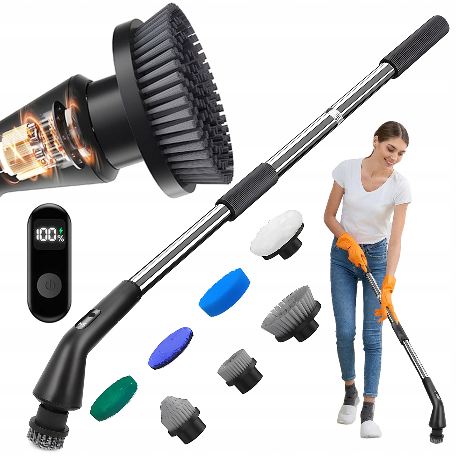 Levně Elektrický Čisticí Kartáč 7V1 37W 2 Rychlosti IPX7 Voděodolný 2000MAH