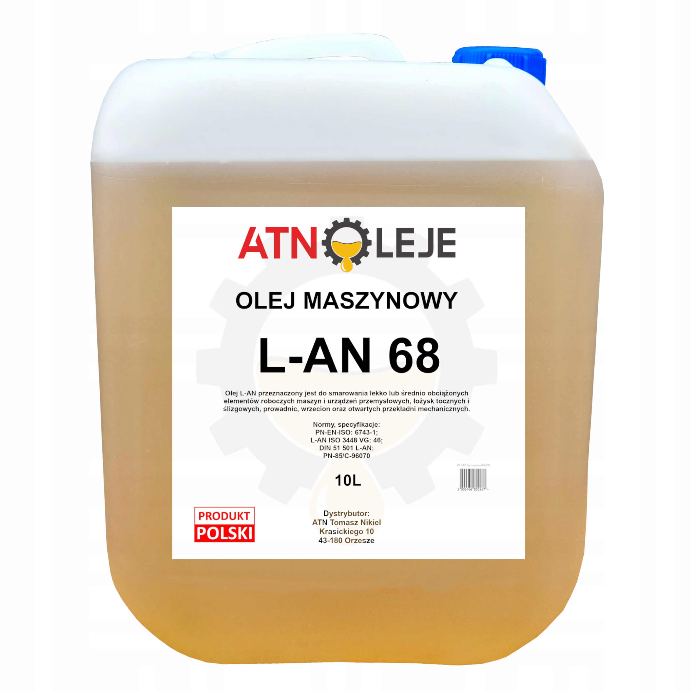 Olej maszynowy An 68 10L Lan 68 maszynowy Vg 68 L-an Iso 3448