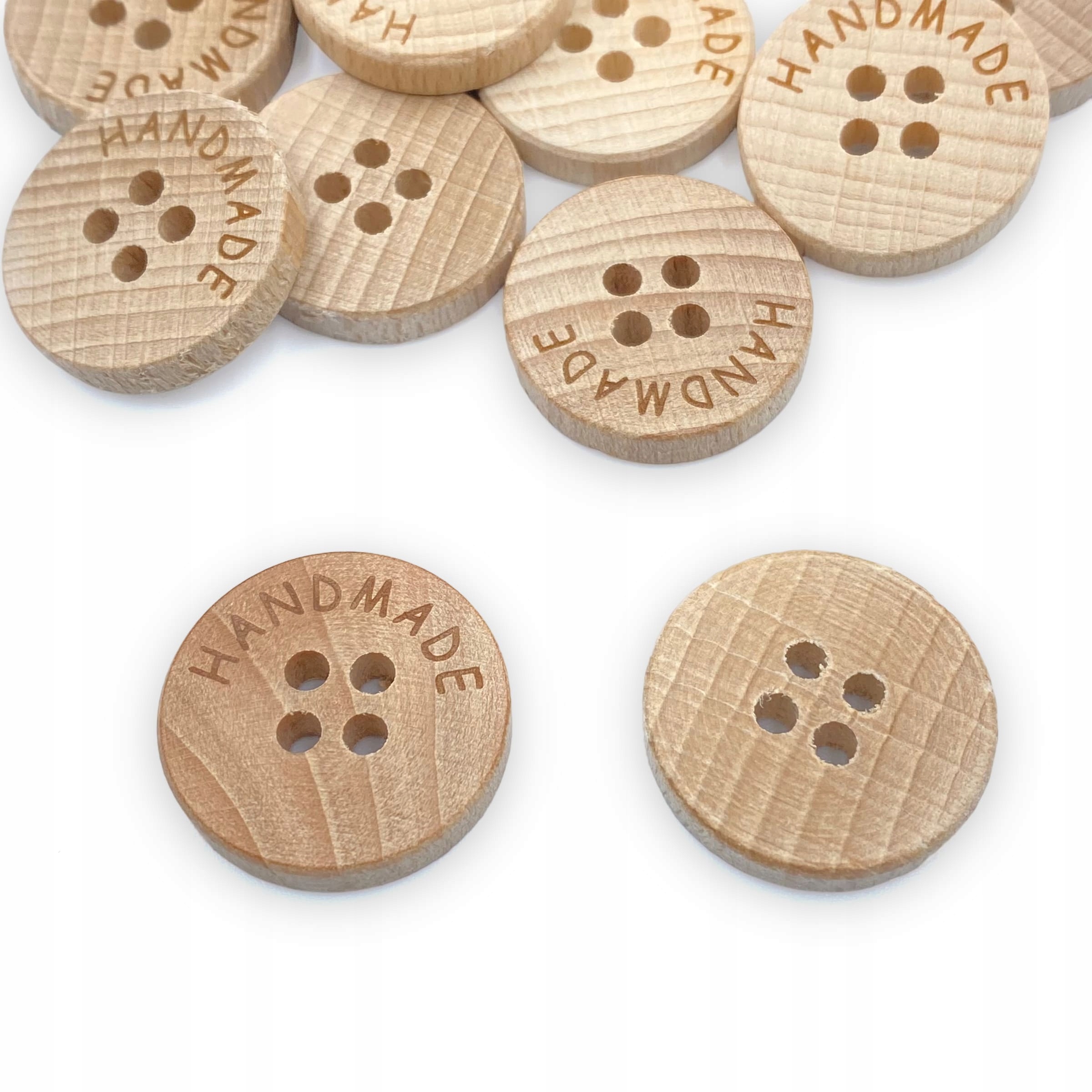 Guziki drewniane Handmade 4 dziurki 23mm 5 Szt.