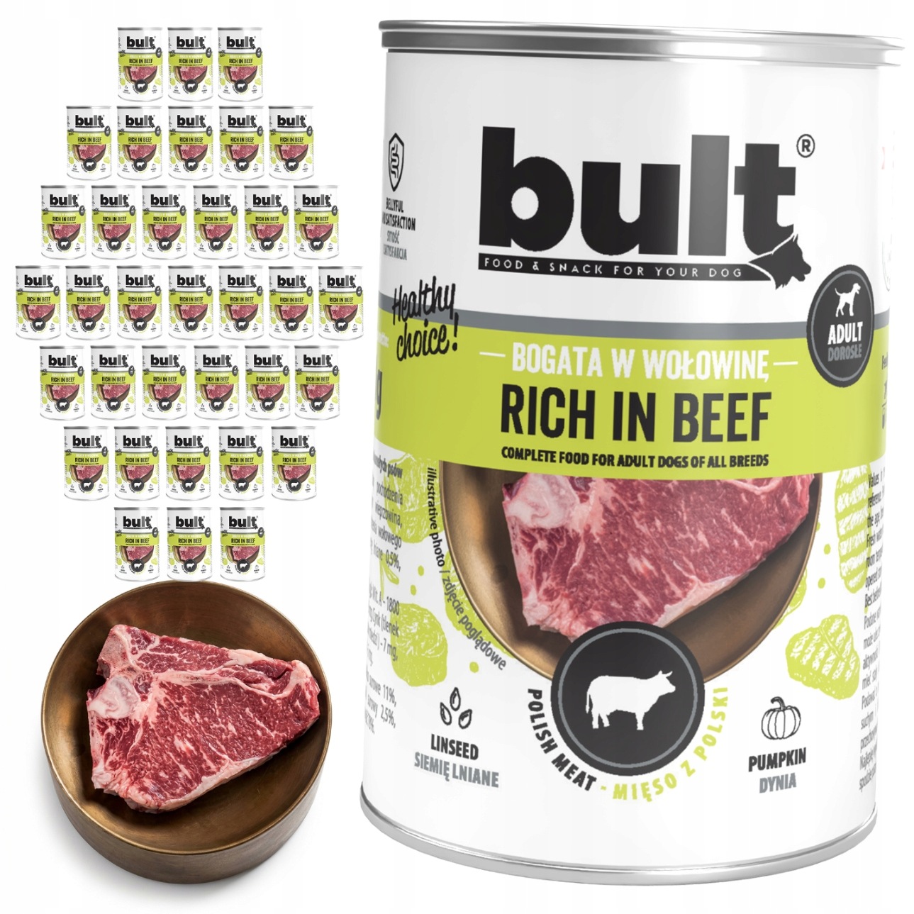 Bult vlhké krmivo pro psy Hovězí konzerva 36 x 400 g Kompletní krmivo