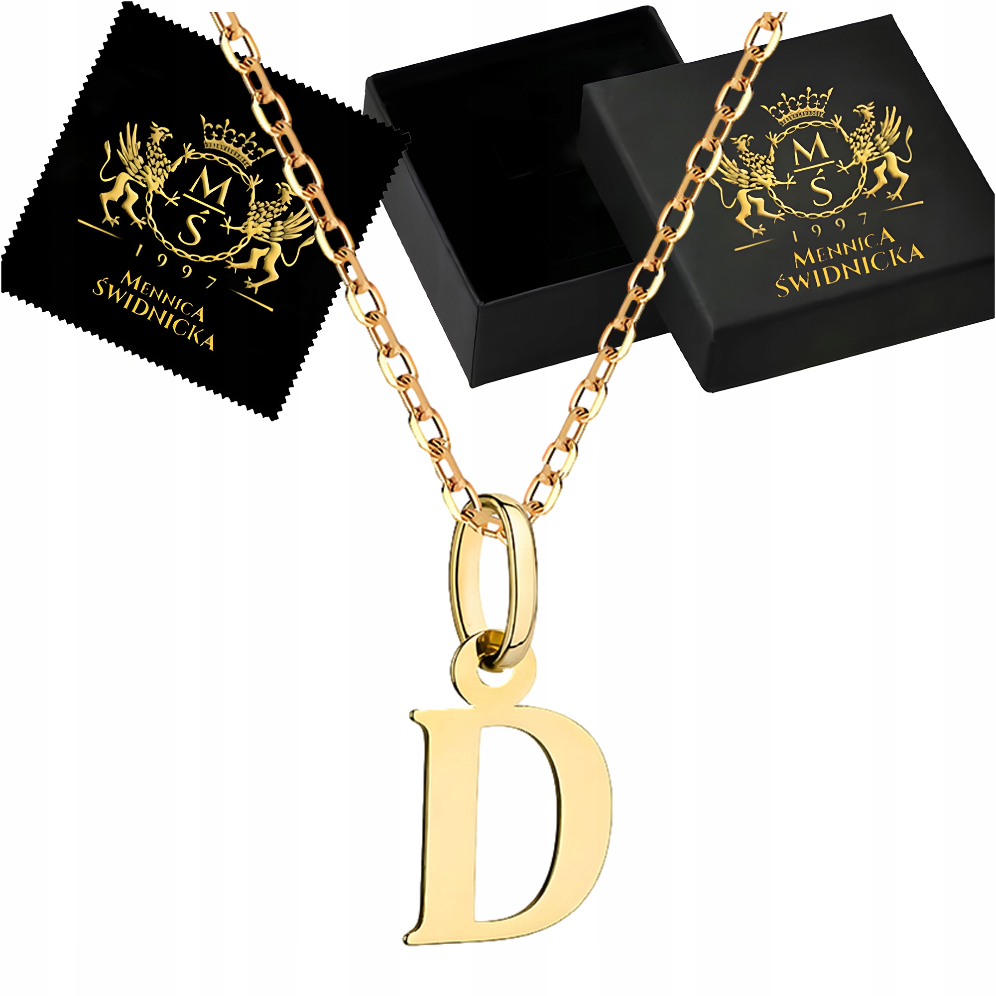 Náhrdelník se zlatým písmenem D Přívěsek a Řetízek Ankr Zlato 585 Gravírování