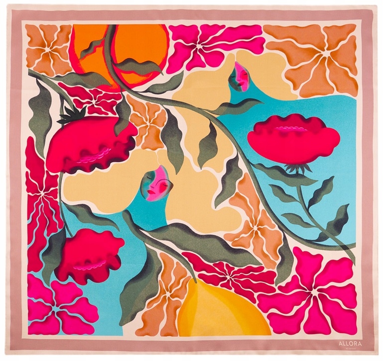 Hedvábná šála Dámská šála 100% hedvábí 70×70 cm Felicita