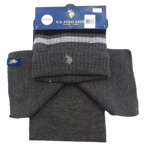 Pánská zimní souprava pro mládež: zateplená Čepice , šála Us Polo Assn. , výšivka