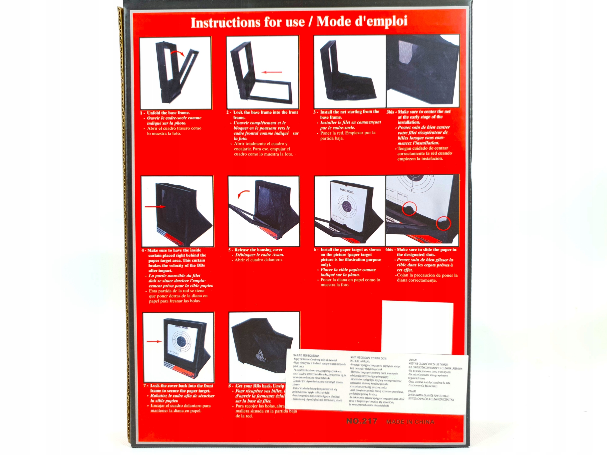 TARCZA STRZELECKA KULOŁAPKA KULOCHWYT AIR SOFT GUN Materiał plastik tkanina