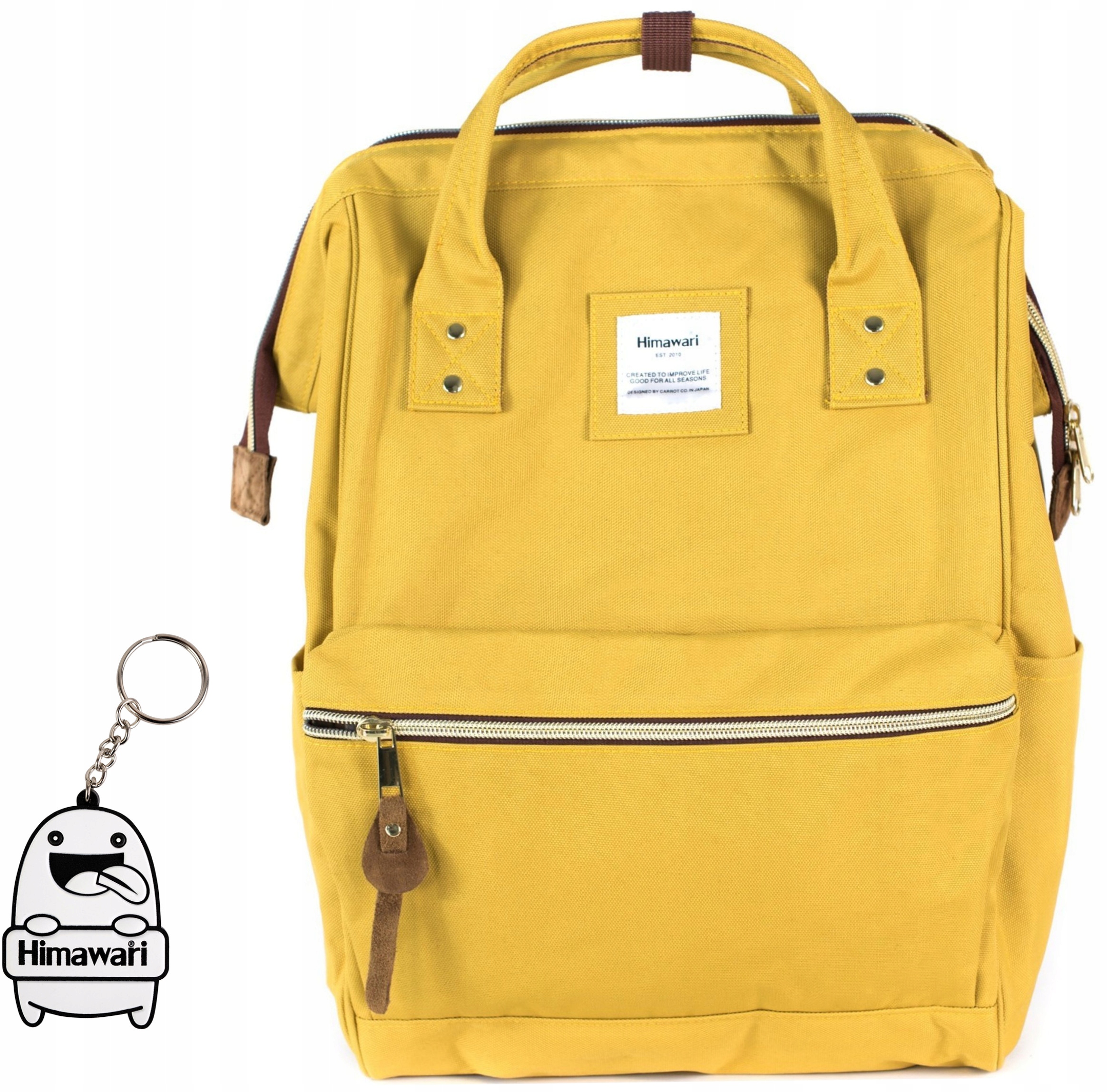 Plecak damski miejski Himawari Classic do szkoły lekki Musztardowy