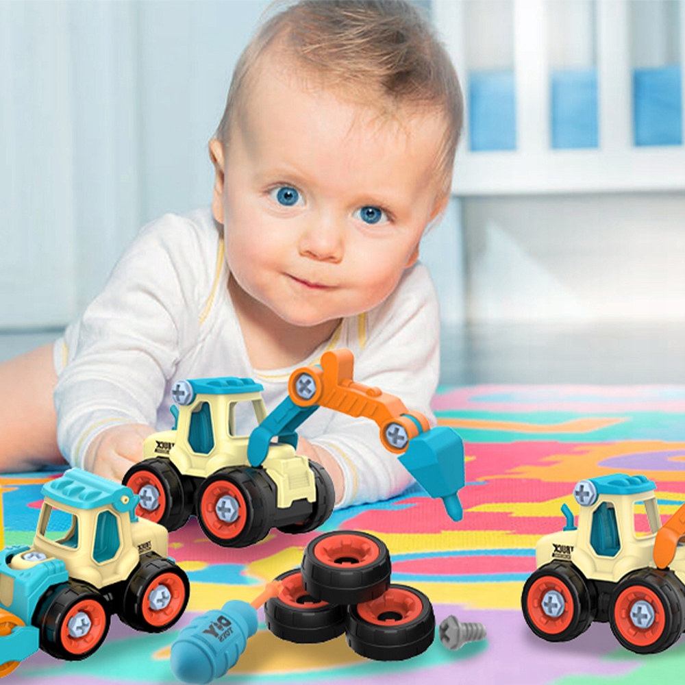 POJAZDY BUDOWLANE CIĘŻARÓWKA ZABAWKA DO SKRĘCANIA KOPARKA WKRĘT 4SZT Model SAMOCHÓD MASZYNY BUDOWLANE