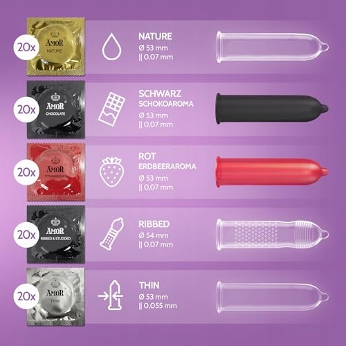 AMOR Premium Mix Specjalny Zestaw Próbny Różnorodność 53/54 mm 100 Sztuk — miniatura 5