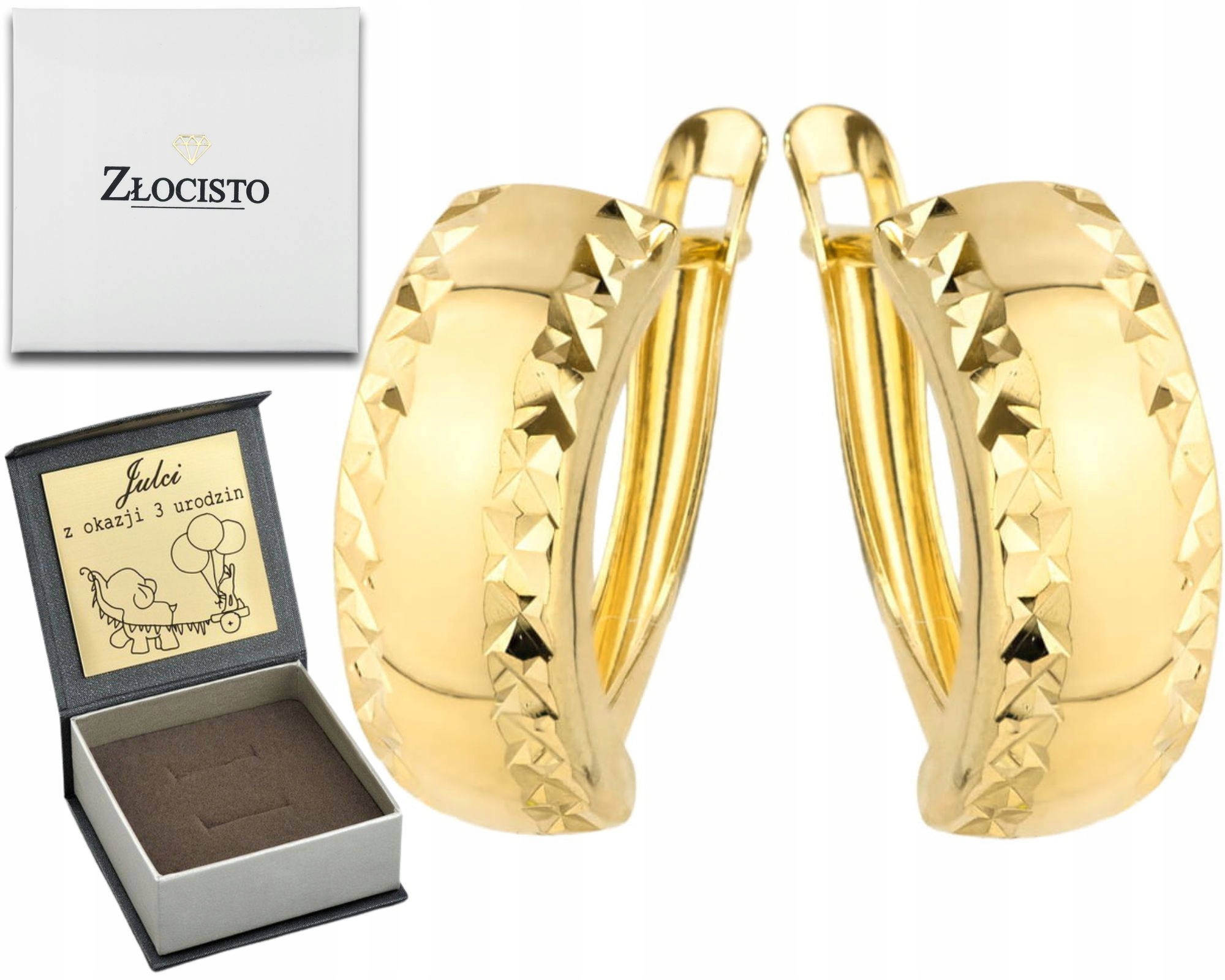 Zlaté Náušnice Anglické Zapínání Diamantové Plechy Zlato 585 Dárek