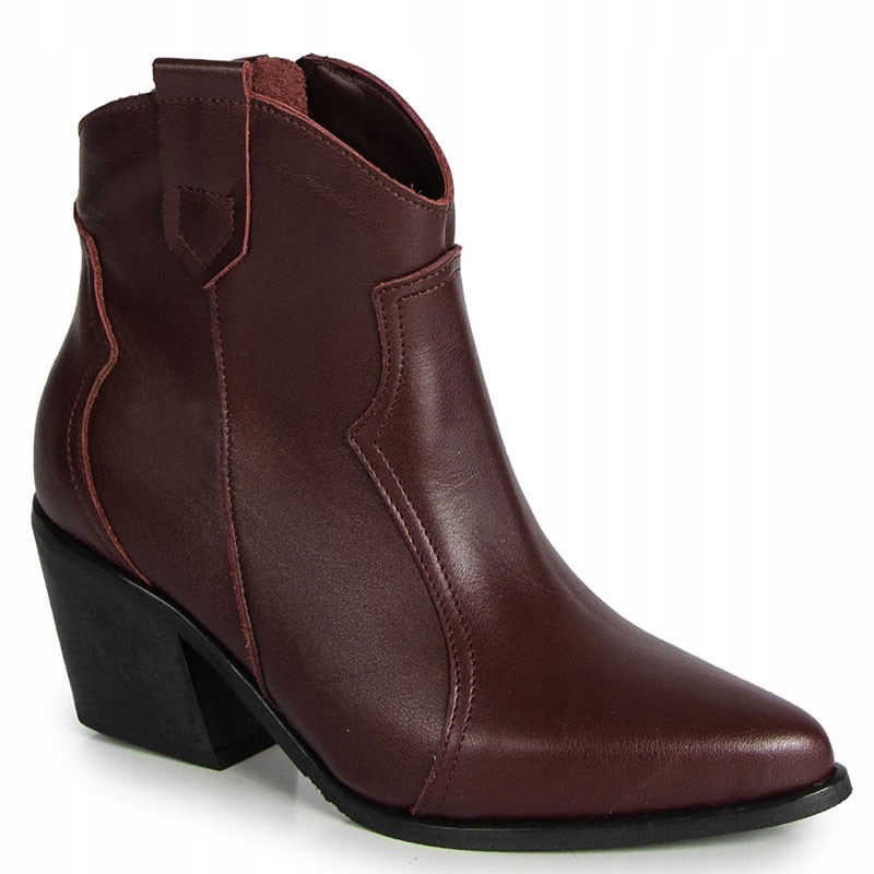 Laroni 3855 Hnědé Vínové Kožené Kovbojské Boty Kotníkové Boty S Podpatky 37