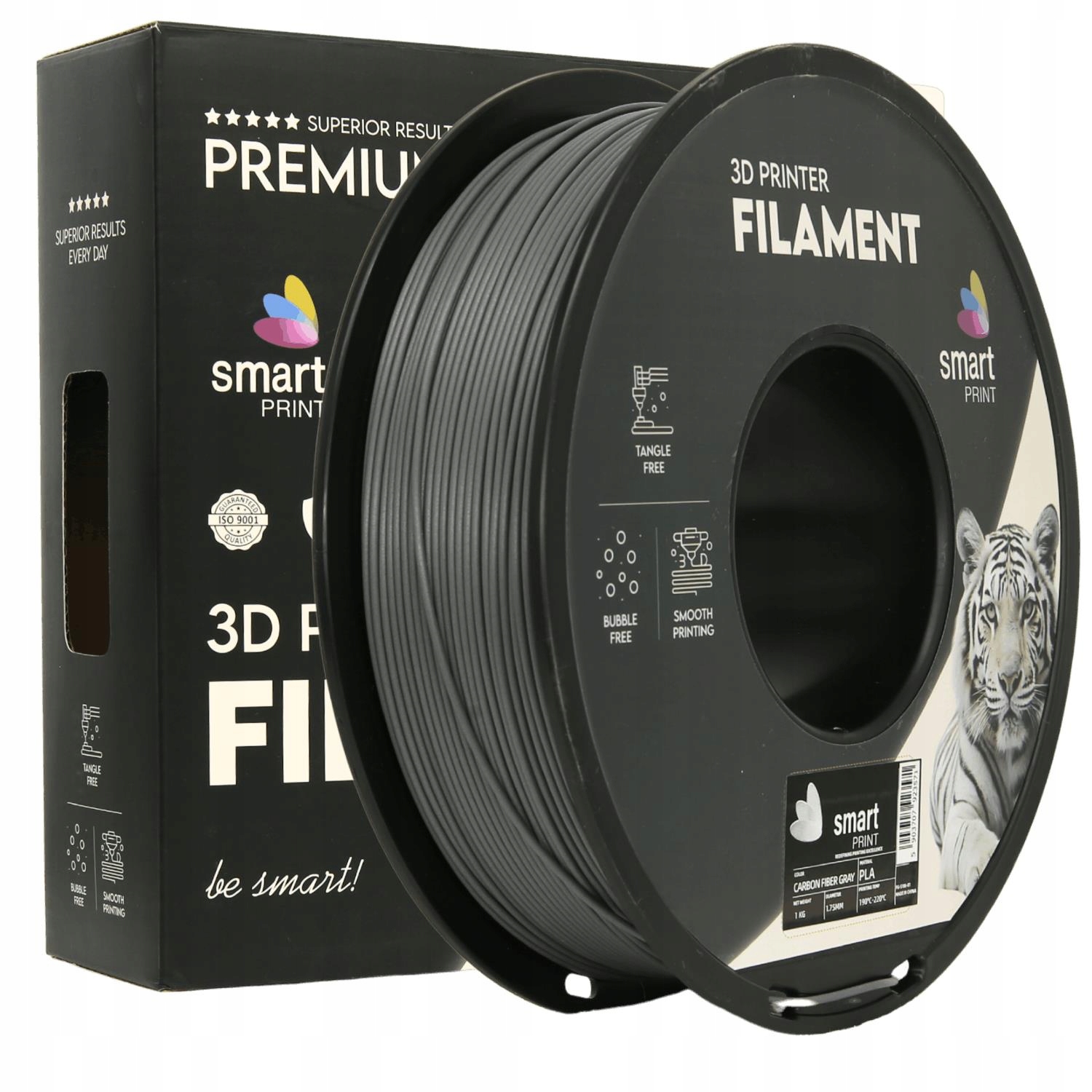Filament Pla Carbon Gray 1,75mm 1kg szary z węglem Smart Print