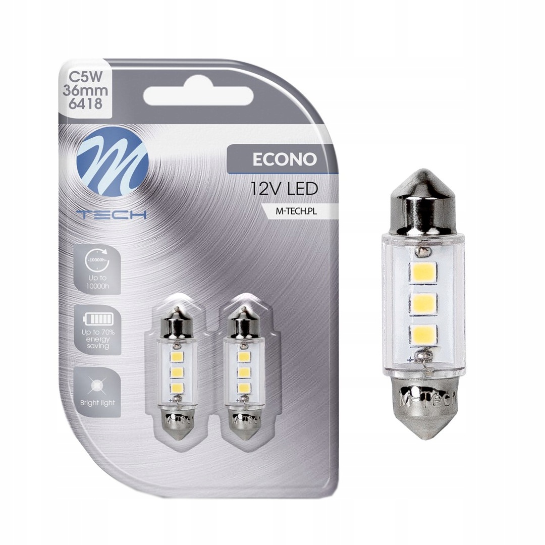 2x Żarówka C5W Led Osram M-tech 36mm Retrofit Biała