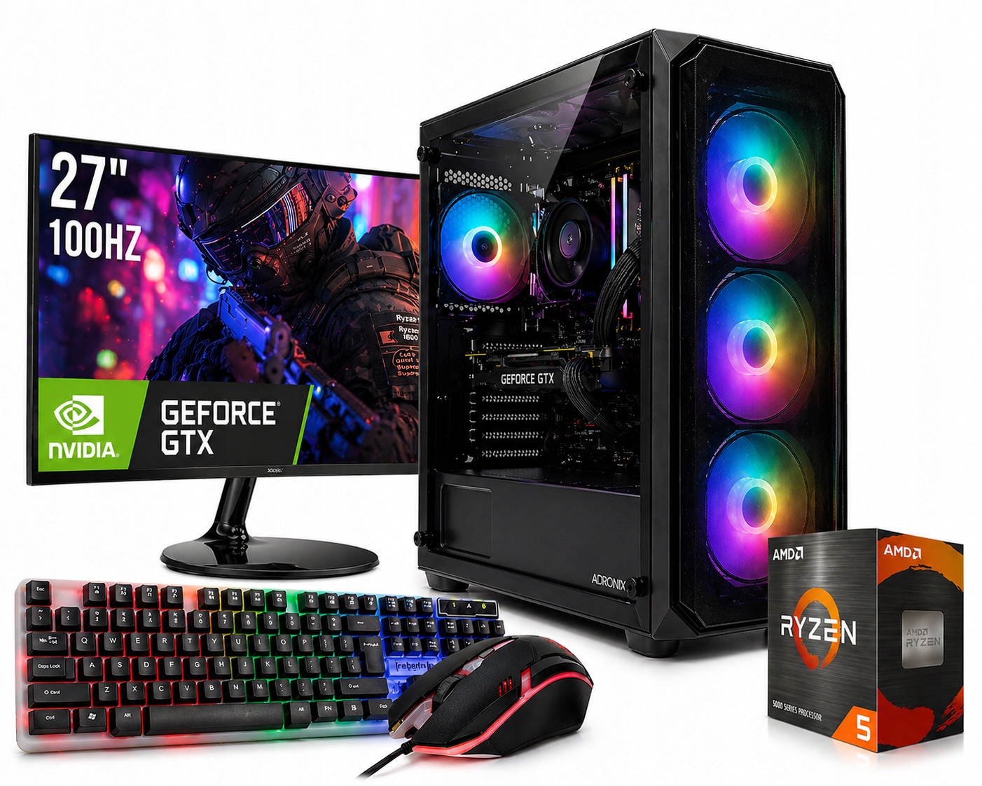 Herní Počítačový Set 27'' Ryzen 5 3600 16GB GDDR6 Gtx 1660S 6GB