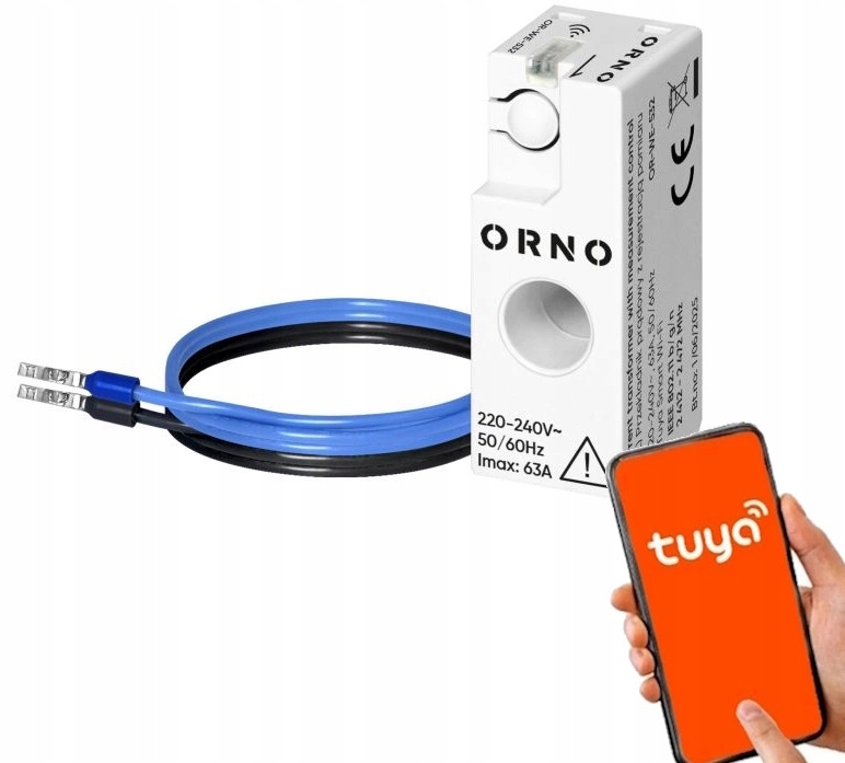 Měřič energie Wifi Tuya 1fázový záznam měření Proudový transformátor