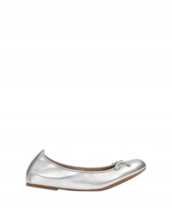 Dámské baleríny Unisa se zaoblenou špičkou, stříbrné, vel