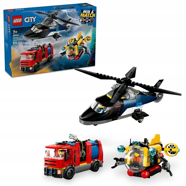 Lego City 60462 Remix: Helikoptéra, hasičský vůz a ponorka