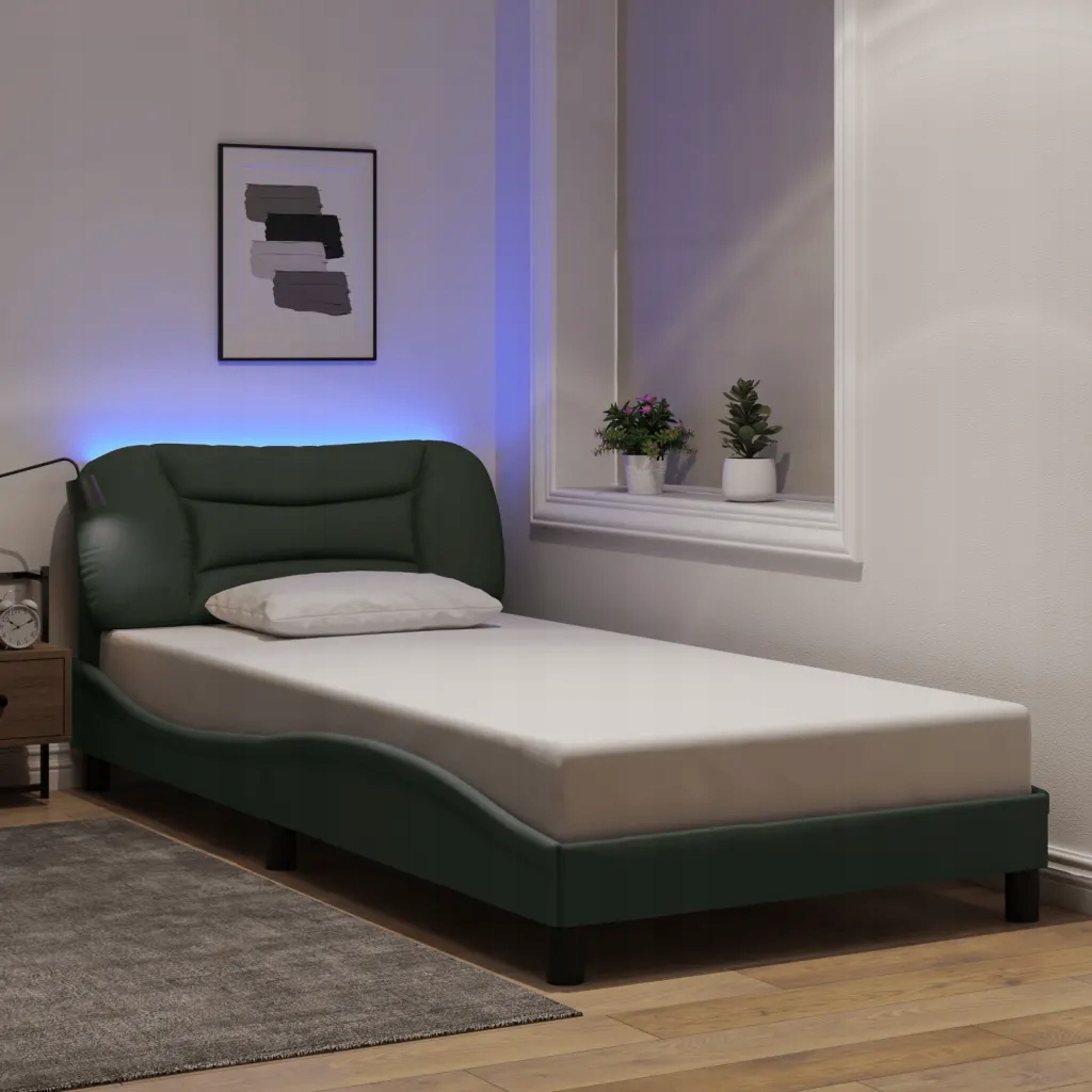 Rám postele s Led bez matrace Hvar Tmavě šedá 100x200 cm Látka Šedá 3213684