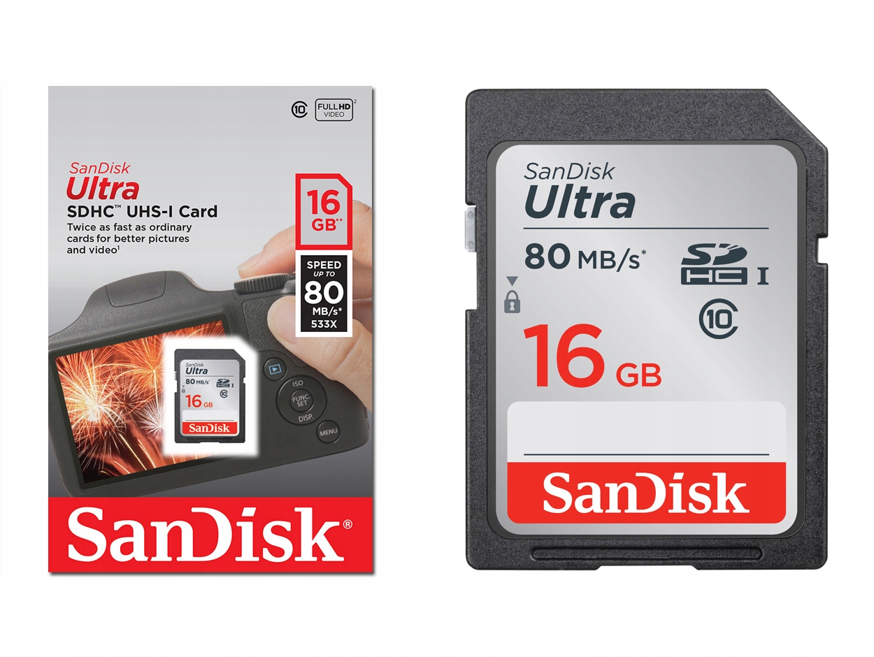 

Karta Pamięci Sandisk Ultra Sdhc 16GB 80MB/S CL10