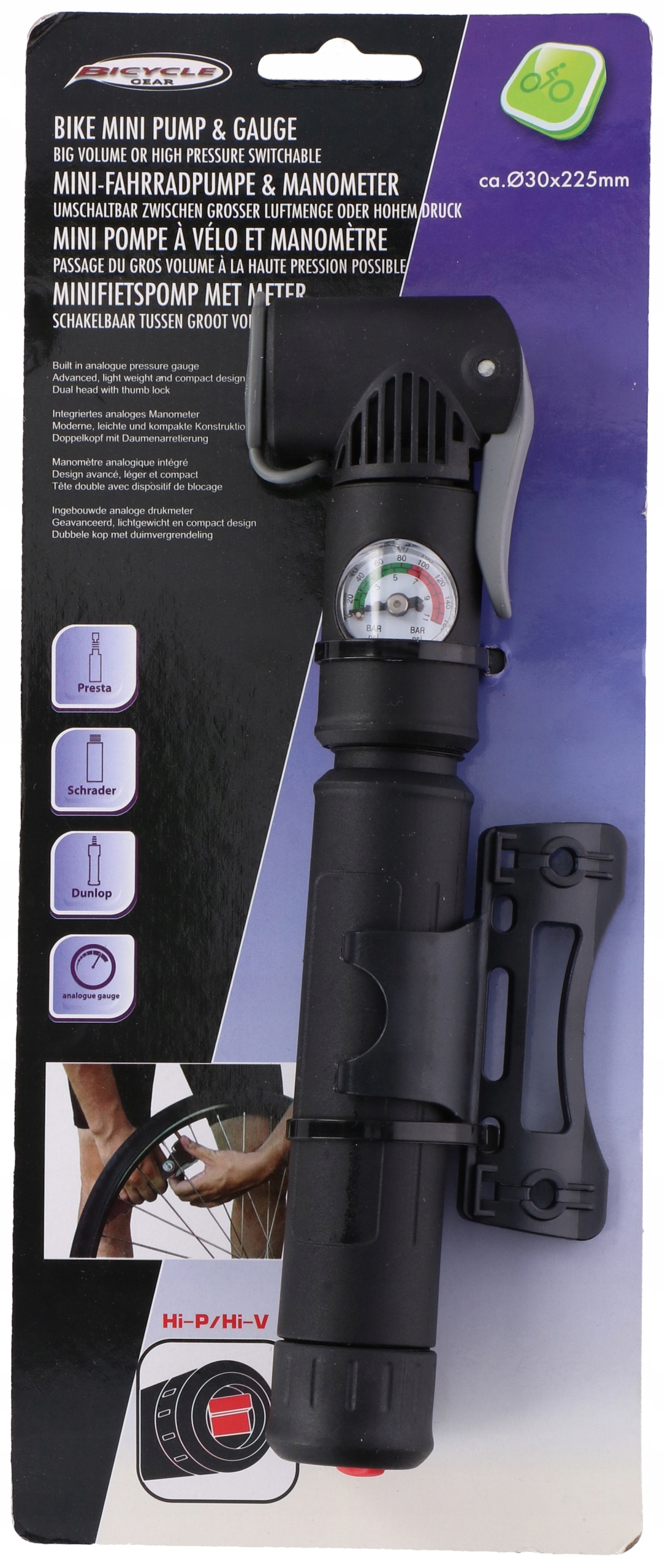 

Ręczna Pompka Rowerowa z manometrem 8 bar 22,5 cm