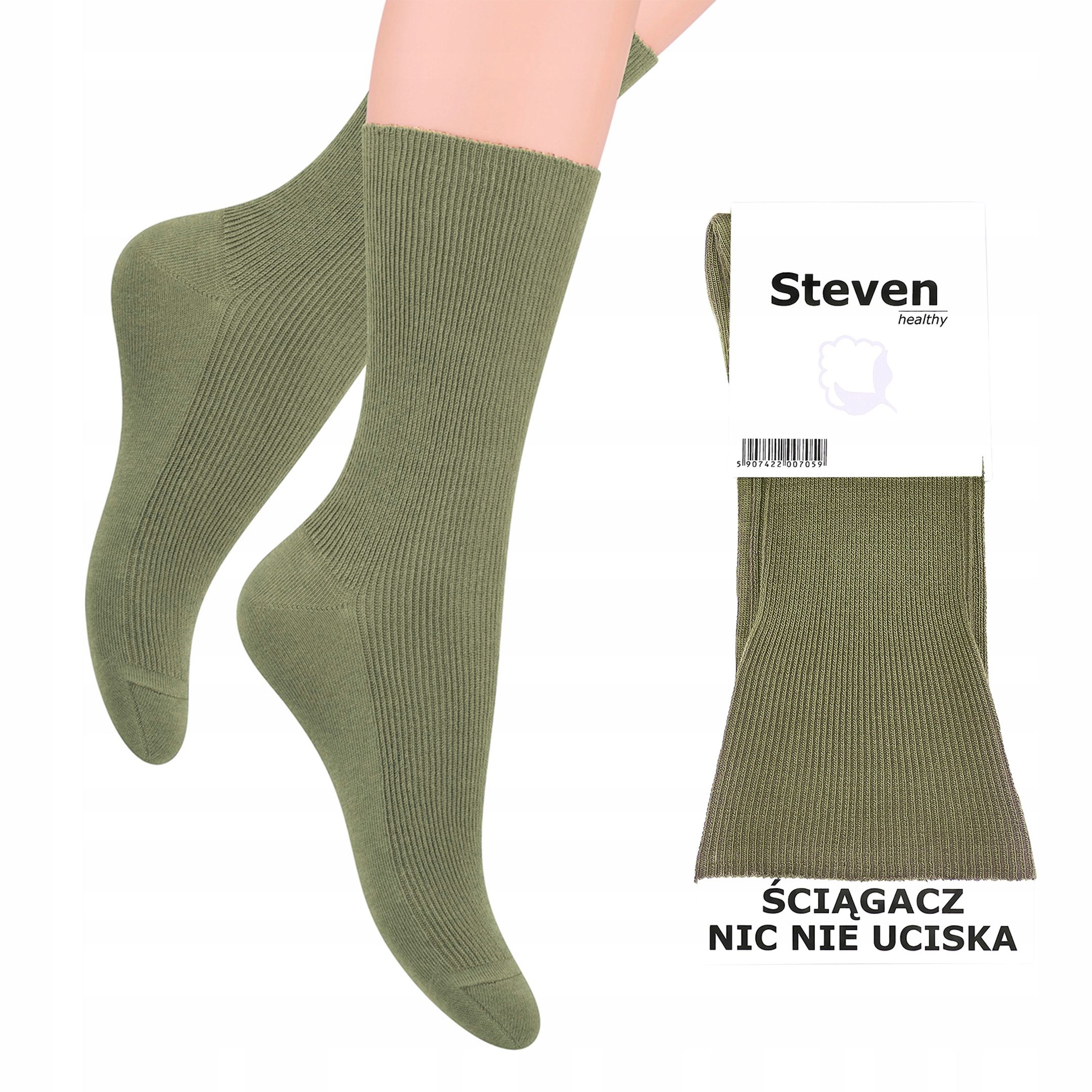 

Skarpety męskie Bezuciskowe oliwka Steven 39-42